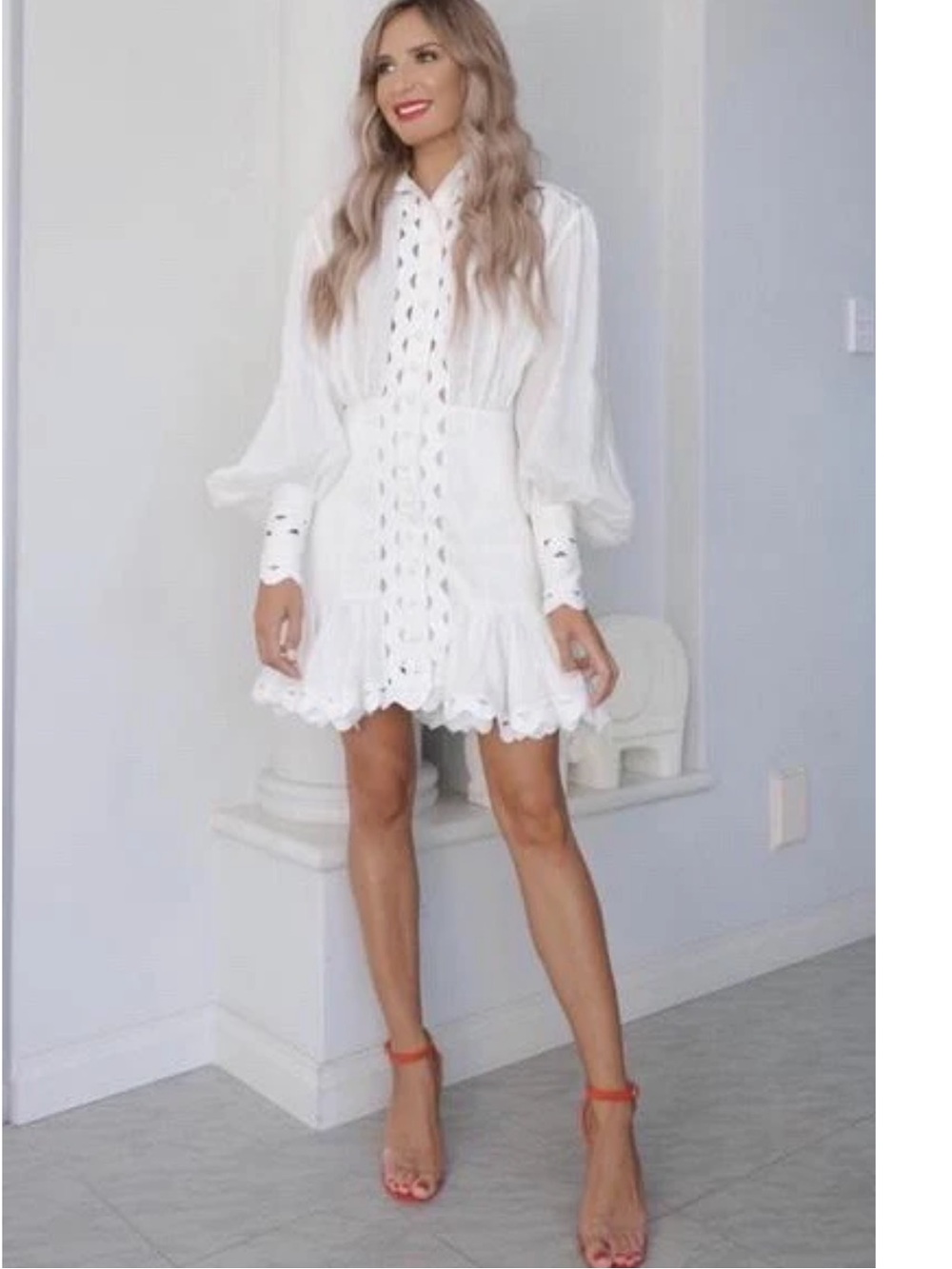 ✨ ZIMMERMANN White Romantic Cutwork Dress Size 2 US/S| NEW Never Worn